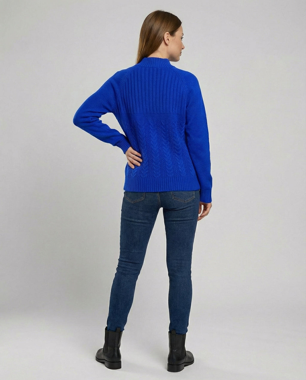 Gerippter Damen Pullover Hoher Kragen