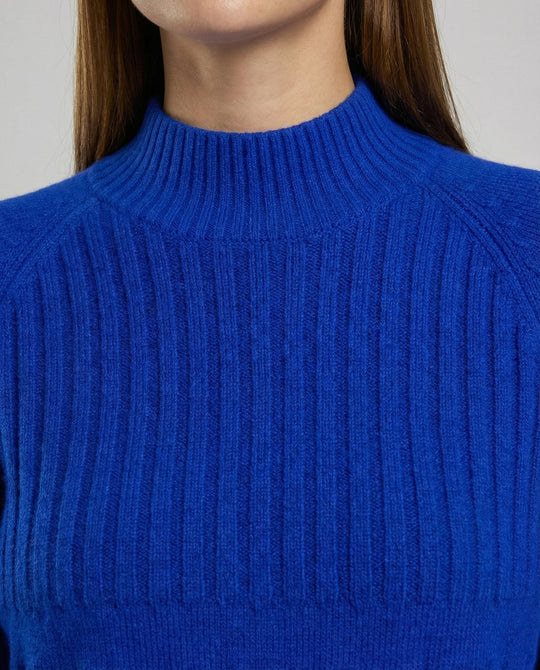 Gerippter Damen Pullover Hoher Kragen