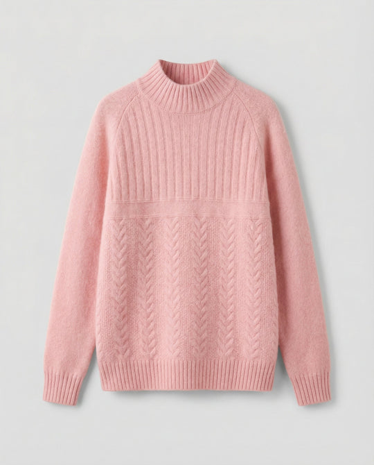 Gerippter Damen Pullover Hoher Kragen