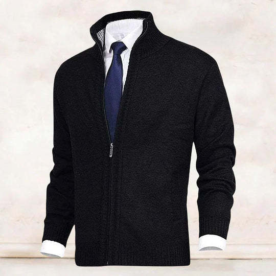 Strickjacke mit Stehkragen und Reißverschluss