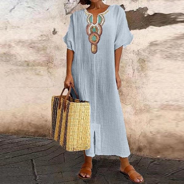 Baumwoll-Leinen-Kleid für Frauen