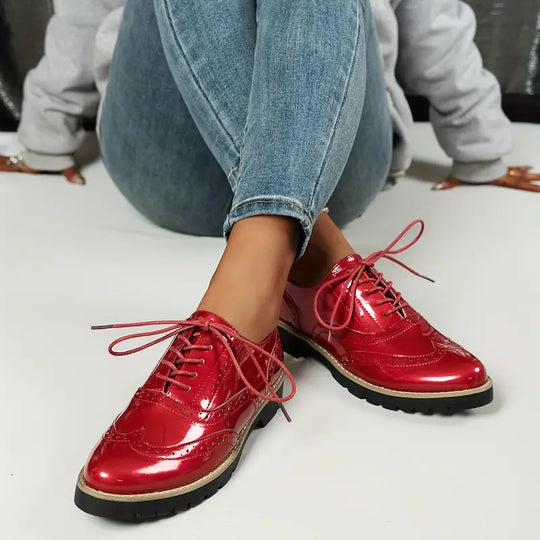 ShopNory | Lackschuhe Im Oxford-Stil mit Klobiger Sohle für Damen