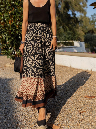 Boho Lange Rock mit Print