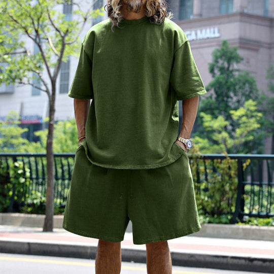 Lockeres T-Shirt Shorts einfarbiges Set