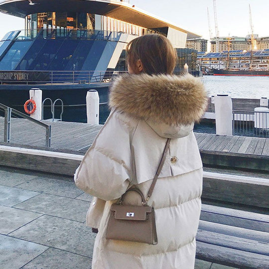 Shopnory | Gepolstertes Jacket mit Pelzkragen für Damen