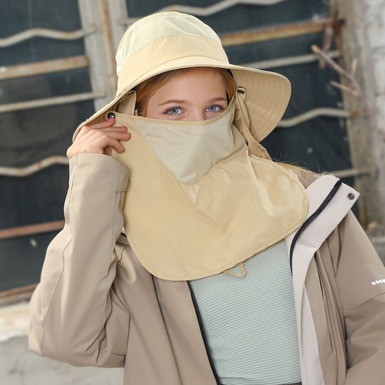 Shopnory | Vollabdeckung Gesicht Sonnenschutz Maske im Freien UV Eimer Hut