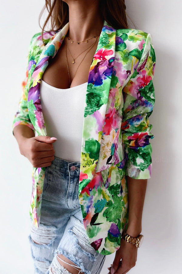 Freie und Echte Florale Revers Freizeitanzug Blazer