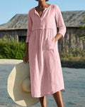 Summer Midi-Kleid mit luftiger Baumwollstoff und elegante Knopfleiste