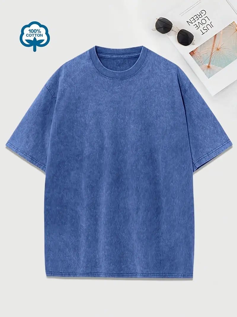 Baumwoll-T-Shirt mit Rundhalsausschnitt