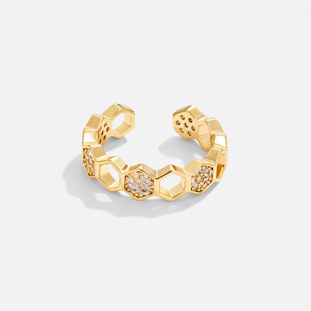 Gold und Kristall Wabenring | Shop Nory