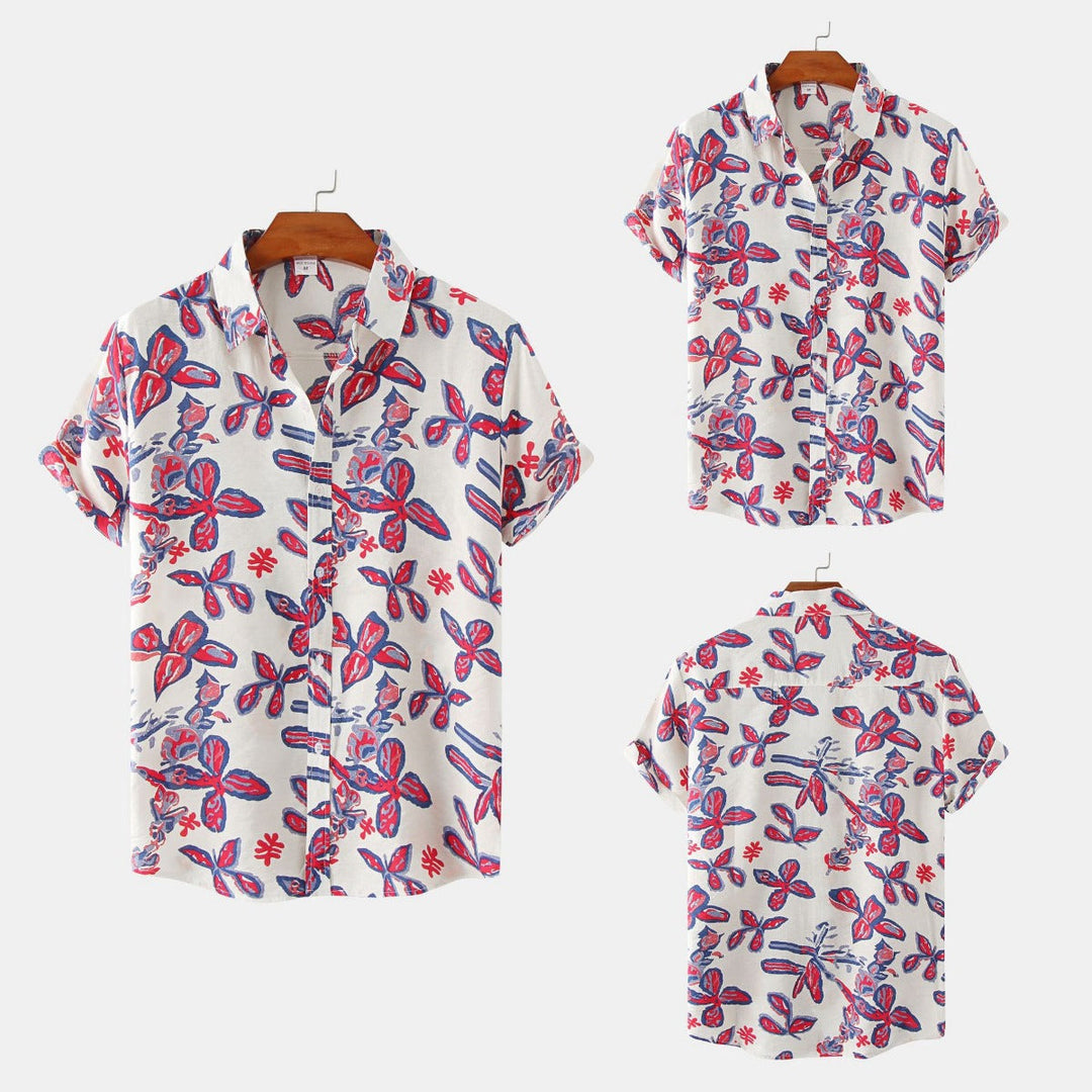 Floral kurzärmeliges Blumenhemd Männer
