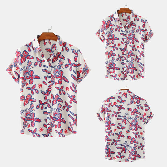Floral kurzärmeliges Blumenhemd Männer