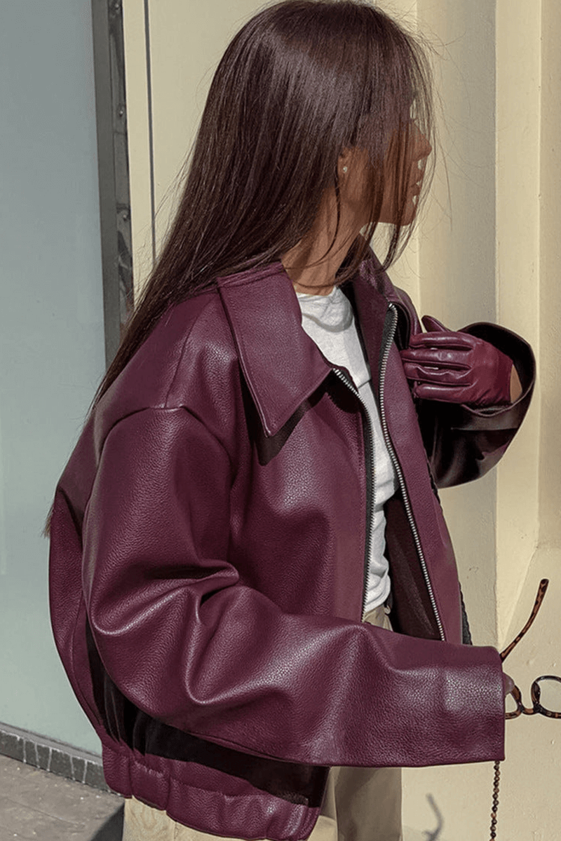 Kurze Kunstlederjacke