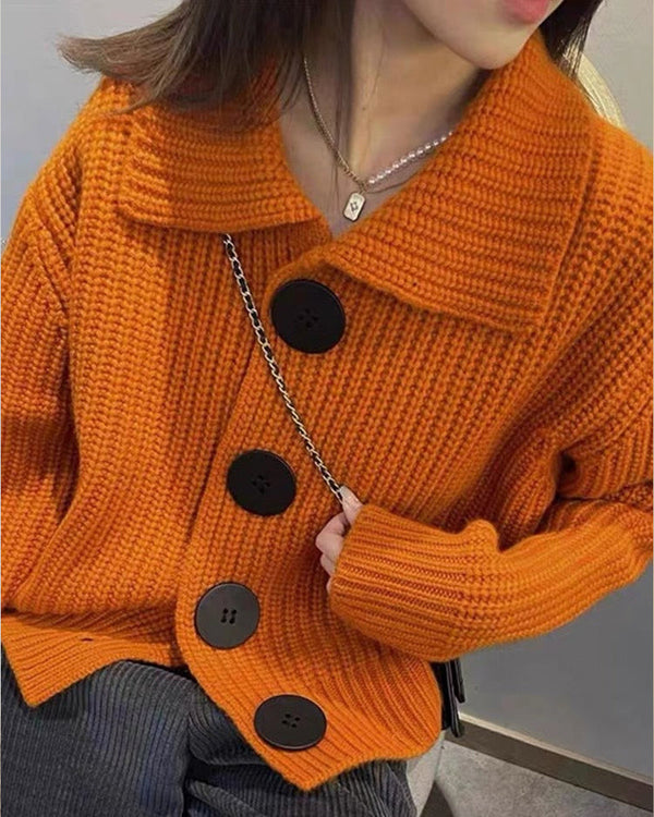 Strickjacke mit großen Knöpfen für Damen