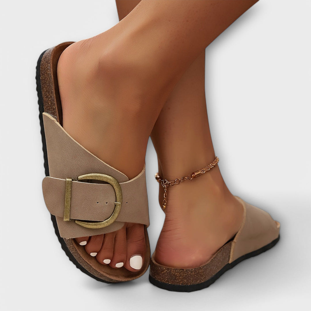 Stilvolle Schnallen Slide Sandalen