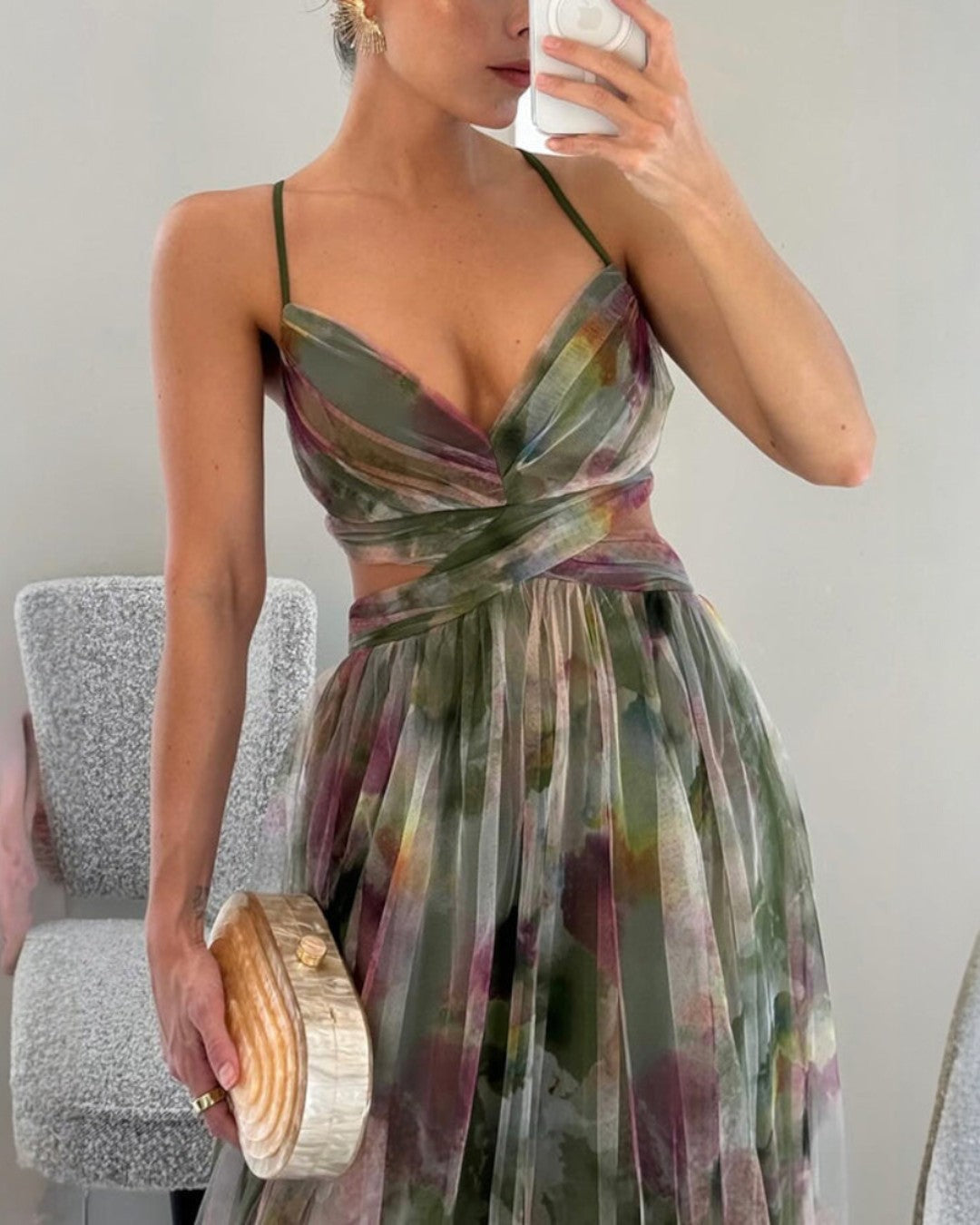 Damen Maxikleid Blumenprint Elegant