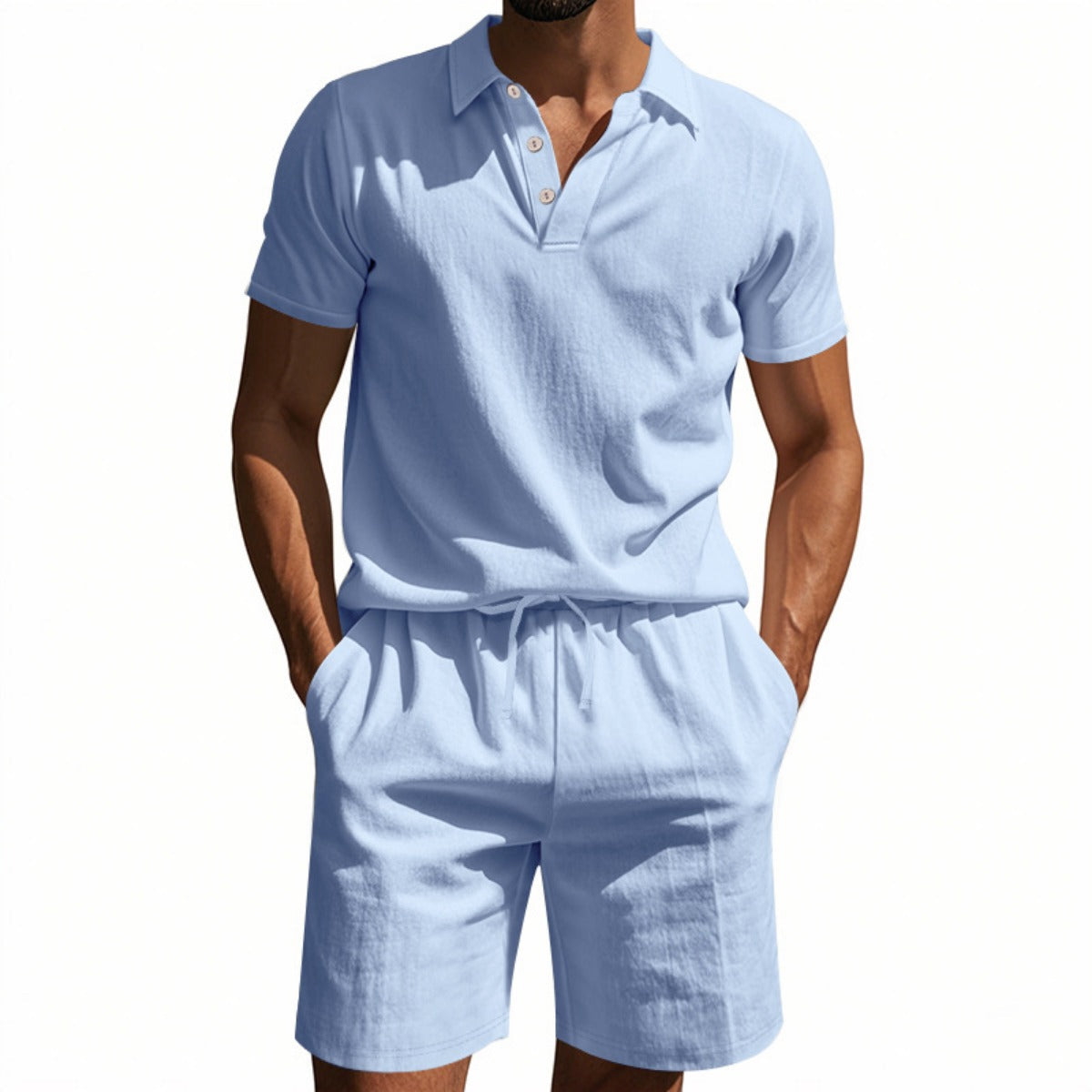 Kurzärmliges Poloshirt und Shorts Strandanzug