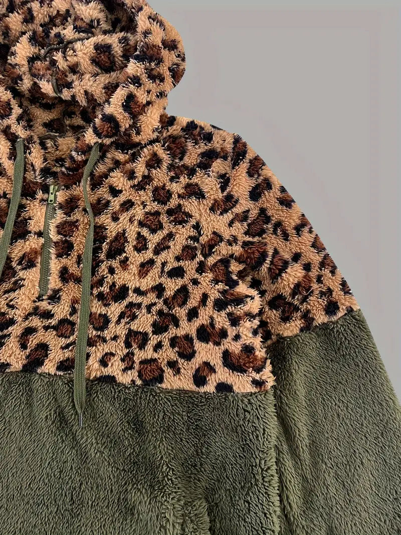 Leopardenmuster Farbblock Pullover