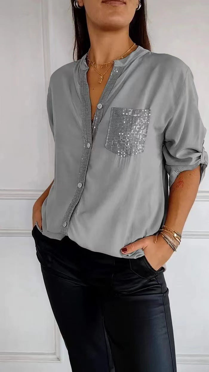 Glitzerbluse Mit Paillettentasche