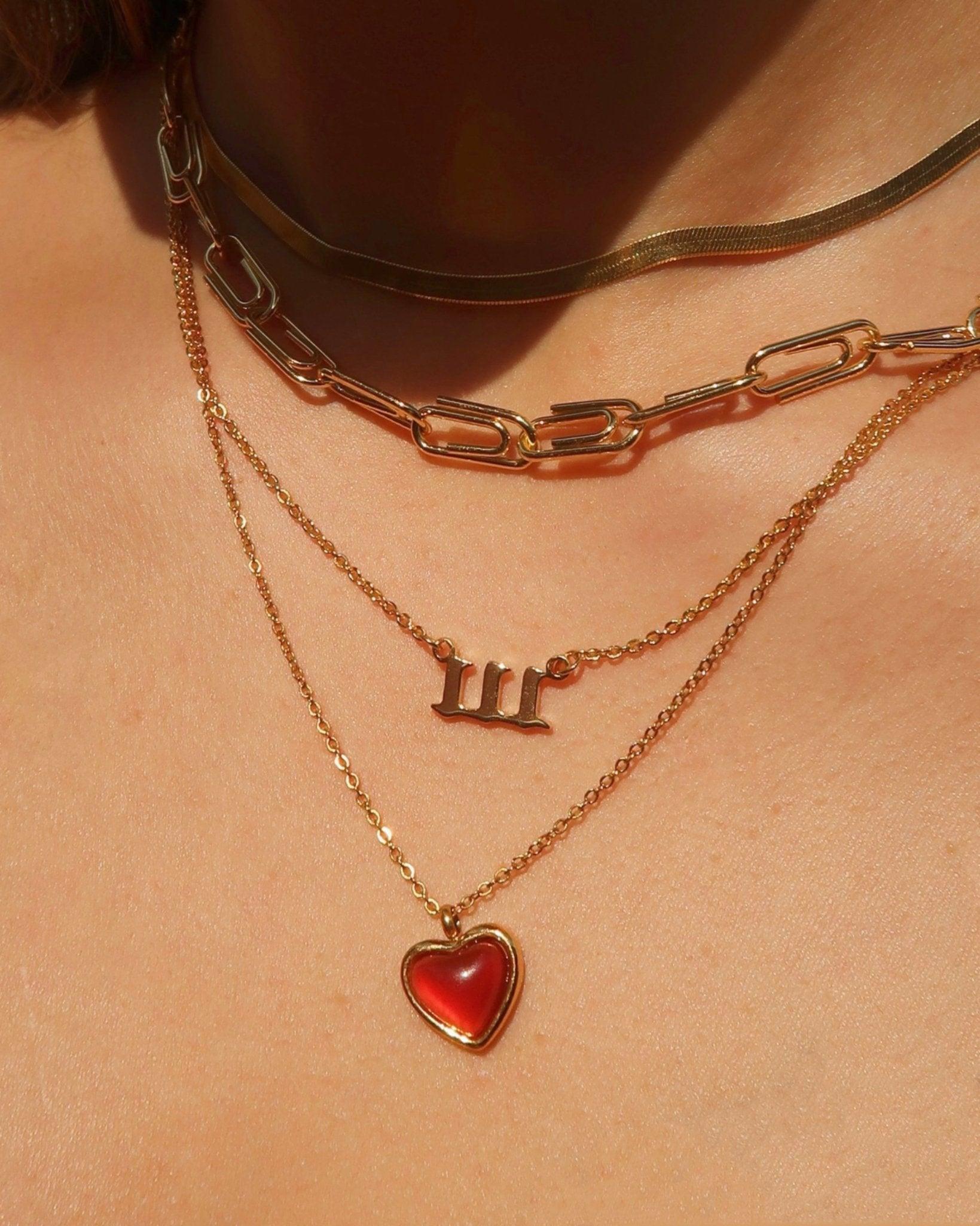 Rote Stein Herz Halskette | Shop Nory