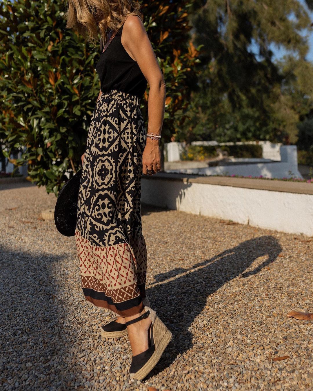 Boho Lange Rock mit Print