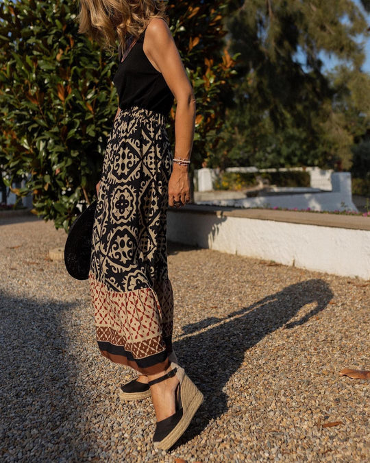Boho Lange Rock mit Print