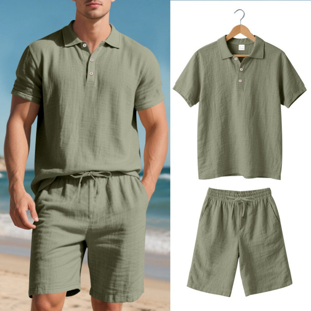 Kurzärmliges Poloshirt und Shorts Strandanzug