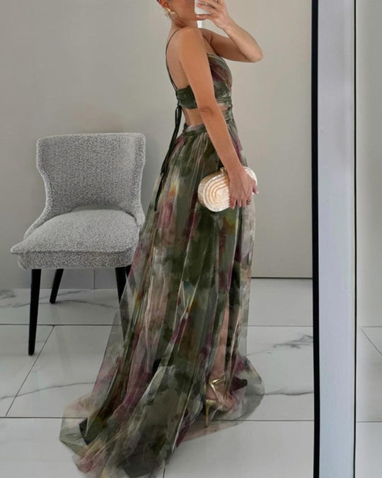Damen Maxikleid Blumenprint Elegant