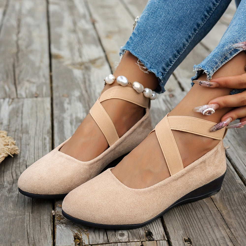 Einfache Damen Ballerinas aus Atmungsaktivem Samt