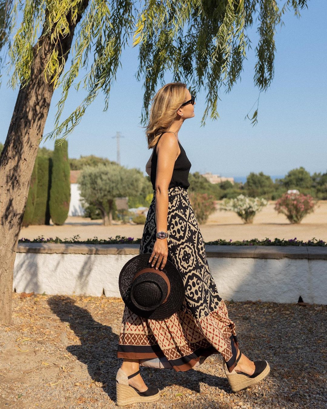 Boho Lange Rock mit Print