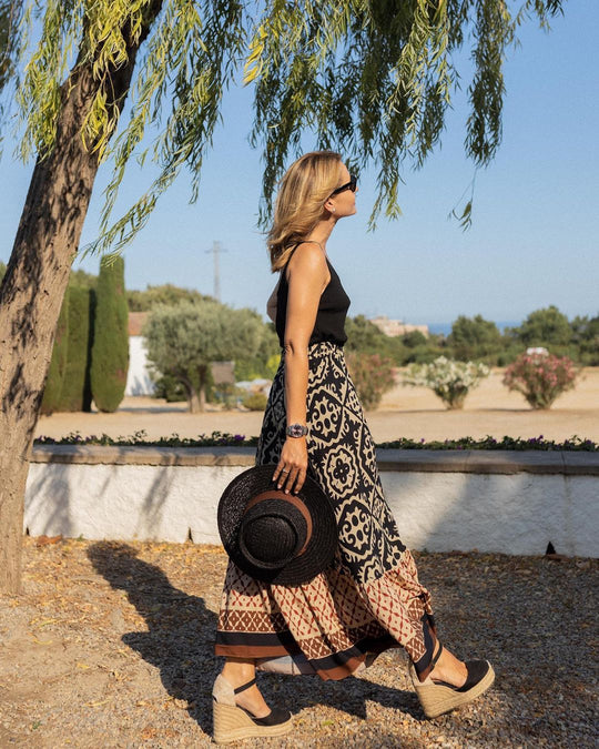 Boho Lange Rock mit Print