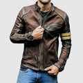 Stehkragen Farbe Block Biker Zip Up jacke