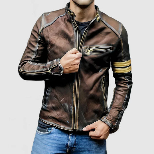Stehkragen Farbe Block Biker Zip Up jacke