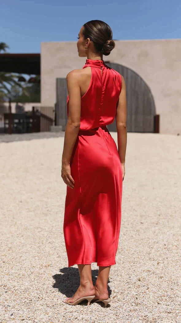 Satin ärmelloses Festkleid