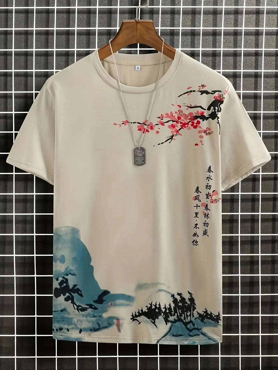 Shopnory | Herren T-Shirt Blumen und Wellen Design