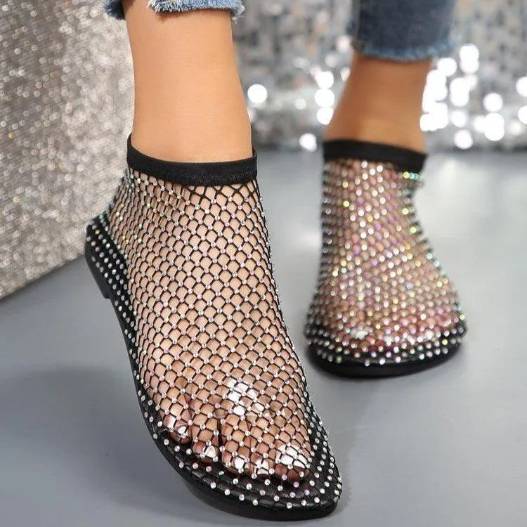 Flatsandalen mit Strass-Design