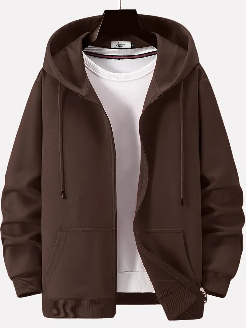 Lässiger Herbst Full Zip Hoodie mit Kordelzug für Männer