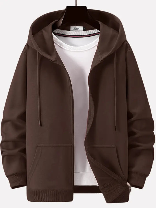 Lässiger Herbst Full Zip Hoodie mit Kordelzug für Männer