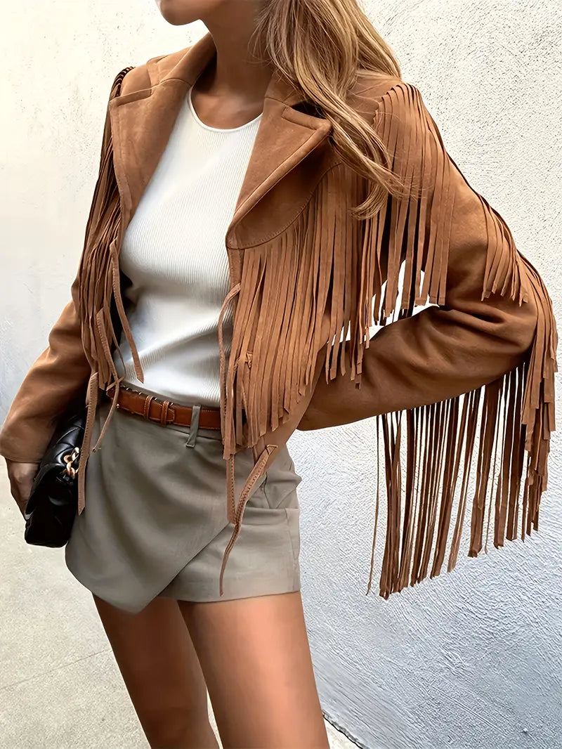 Damen Wildlederjacke mit Fransen