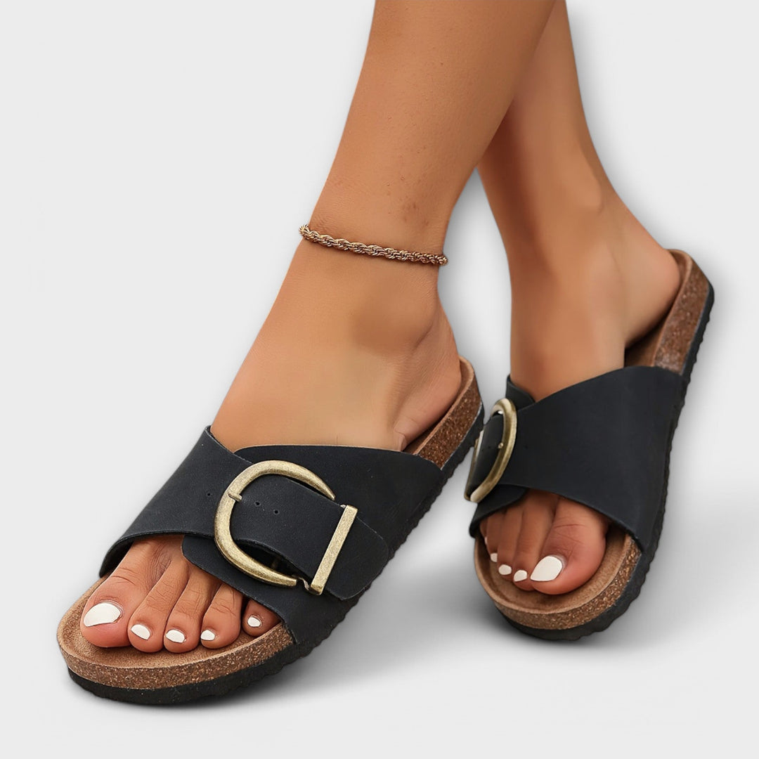 Stilvolle Schnallen Slide Sandalen