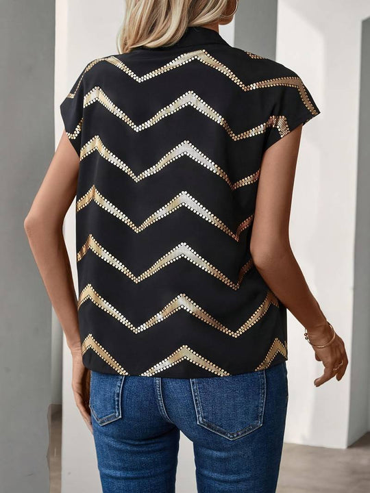 Shopnory | Gestreifte V-Ausschnitt Bluse Für Frühling Und Sommer