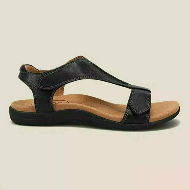 Einfarbige Sandalen Mit Klettverschluss