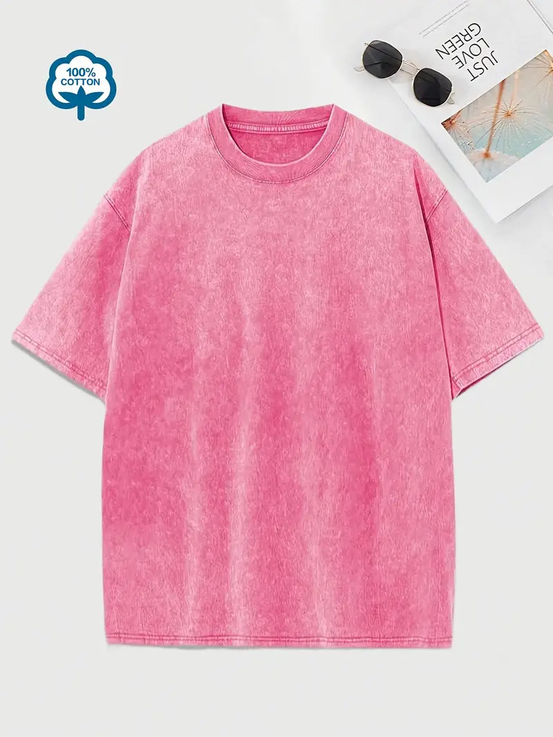 Baumwoll-T-Shirt mit Rundhalsausschnitt