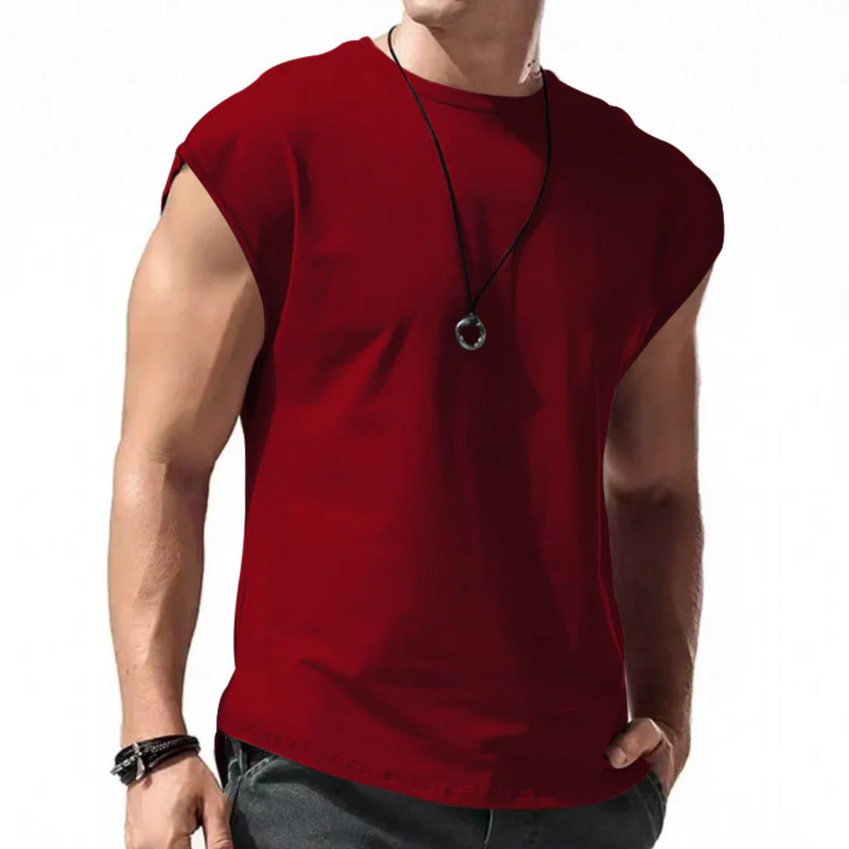 Einfarbiges Weste-T-Shirt