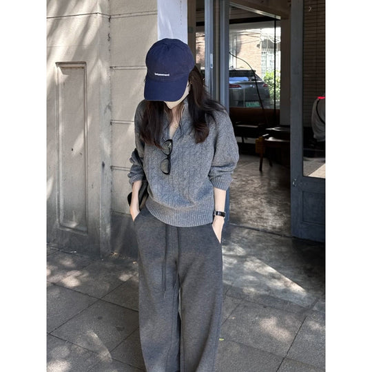 Damen-Strickpullover mit Stehkragen und Reißverschluss