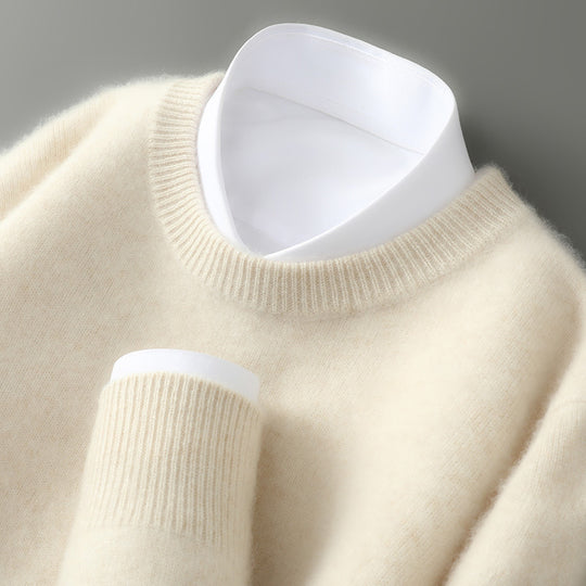 Herren-Wollpullover, Stehkragen, 100% Wolle, dick