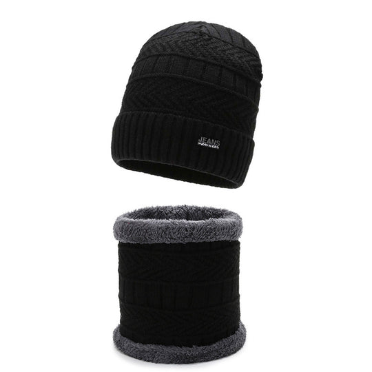 Winter-Strickmütze mit Nackenschutz, 2-teiliges Set