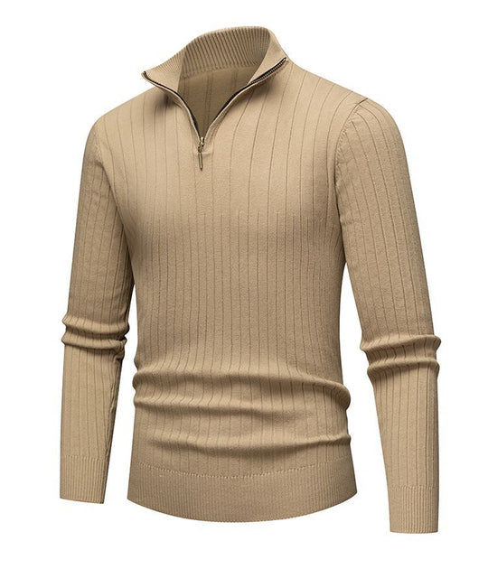 Herren-Strickpullover mit Stehkragen und Reißverschluss