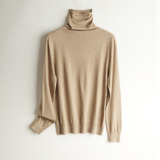 Damen-Strickpullover aus Seide, Stehkragen