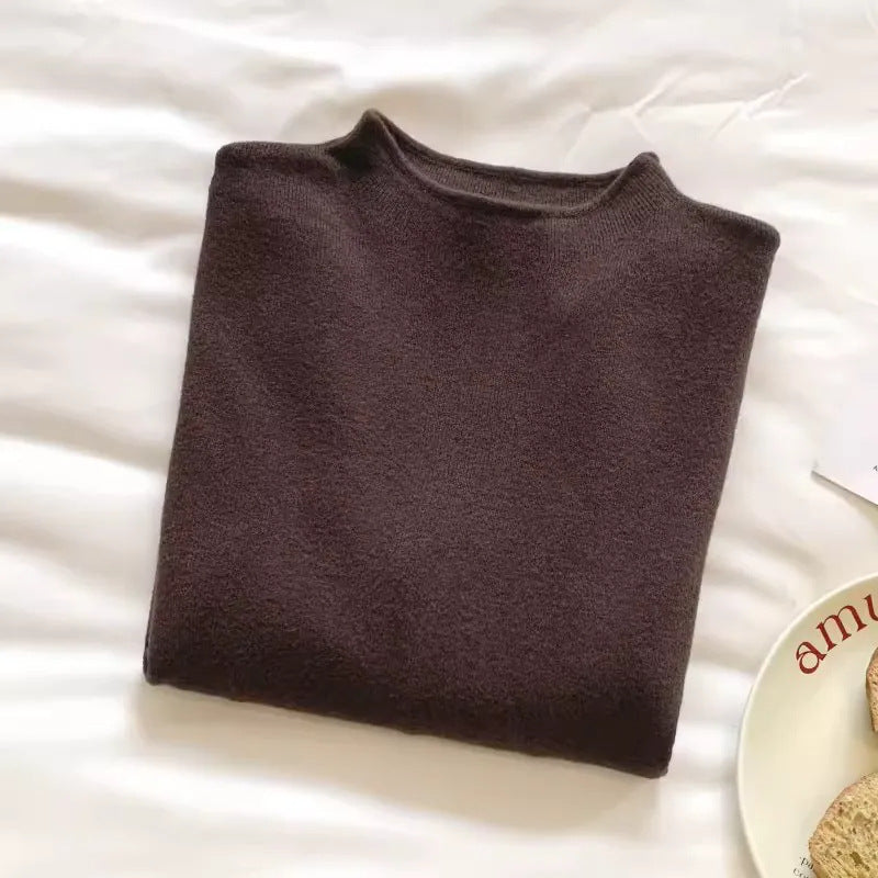 Damen-Strickpullover mit Stehkragen, weiches Material
